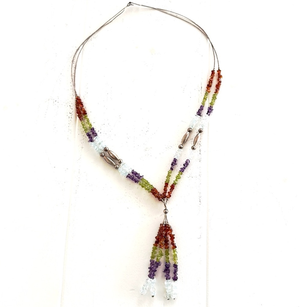 Multi-Color Beaded Tassel Necklace - Women Jewelry